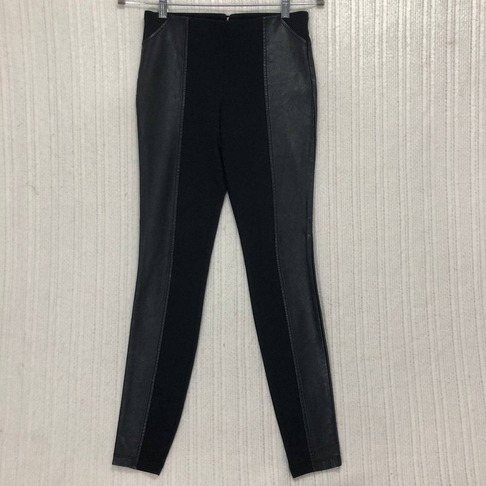 Guess Faux Leather Panel Leggings Skinny Pants Black Women's Size XS